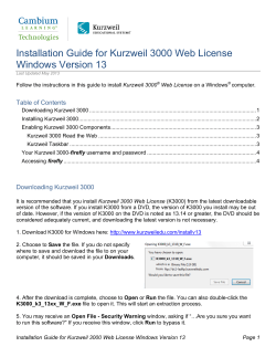 Installation Guide for Kurzweil 3000 Web License Windows Version 13