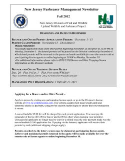 New Jersey Furbearer Management Newsletter, Fall 2012