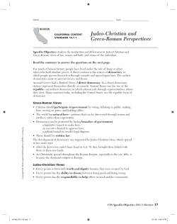 Judeo-Christian and Greco-Roman Perspectives
