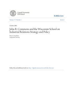 John R. Commons and the Wisconsin School on Industrial Relations