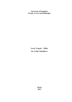 University of Pardubice Faculty of Arts and Philosophy Greek Tragedy
