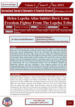 Helen Lepcha Alias Sabitri Devi: Lone Freedom Fighter From