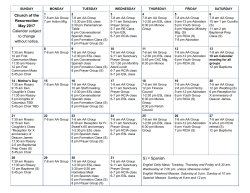 Monthly Activities Calendar - Church of the Resurrection