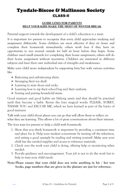 Class II -- Guide Lines for Parents.