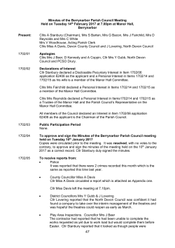 Minutes of the Berrynarbor Parish Council Meeting Held on Tuesday