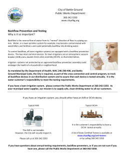 Backflow Prevention and Testing Why is it so important? City of