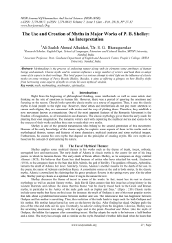 The Use and Creation of Myths in Major Works of PB Shelley