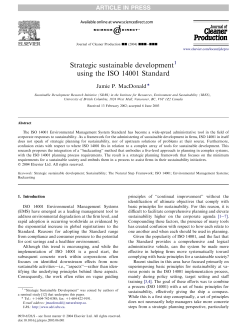 Strategic sustainable development using the ISO 14001 Standard