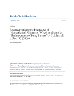 Reconceptualizing the Boundaries of "Humanitarian"