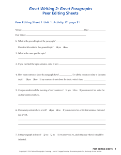 Great Writing 2: Great Paragraphs Peer Editing Sheets