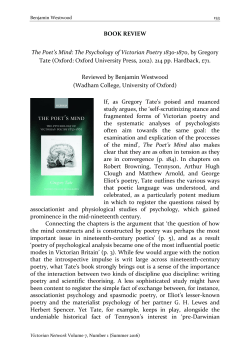 BOOK REVIEW The Poet`s Mind: The Psychology of Victorian Poetry