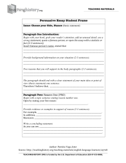 Persuasive Essay Frame