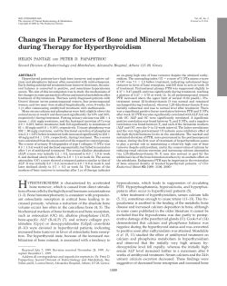 Changes in Parameters of Bone and Mineral Metabolism during