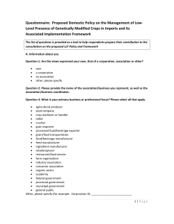Questionnaire: Proposed Domestic Policy on the Management of Low