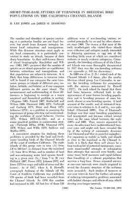 Short-Time-Base Studies of Turnover in Breeding Bird Populations