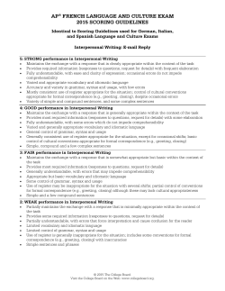 ap&reg; french language and culture exam 2015 scoring guidelines