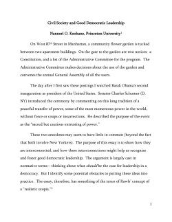 Civil Society, Democratic Knowledge and Democratic Leadership