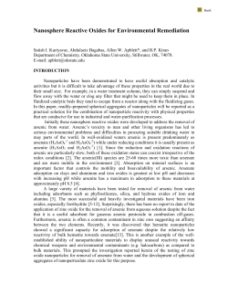Spherical Aggregates of Nanoparticulate Zinc Oxide for Arsenic
