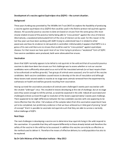 Development of a vaccine against Squirrelpox virus (SQPV) – the