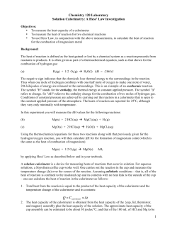 Solution Calorimetry-A Hess` Law Experiment