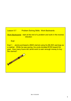 Lesson 57 Problem Solving Skills:ааWork Backwards Work