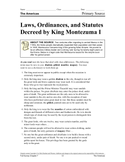 Laws, Ordinances, and Statutes Decreed by King Montezuma I