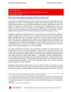 The Cuban Adjustment Act of 1966: Past and Future