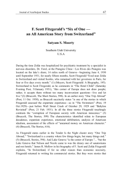 F. Scott Fitzgerald`s &ldquo;Six of One &mdash; an All American Story from