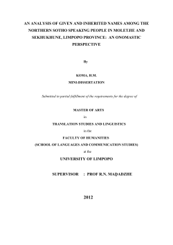 an analysis of given and inherited names among the northern sotho