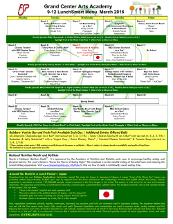 Grand Center Arts Academy 9-12 LunchSmart Menu March 2016