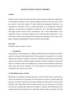 REVIEW OF MOTIVATIONAL THEORIES Abstract Human resources