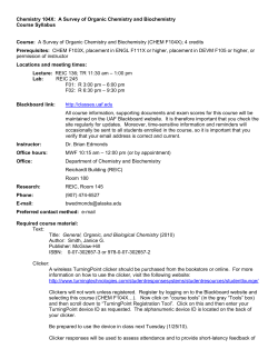 Chemistry 104X: A Survey of Organic Chemistry and Biochemistry