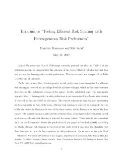 Erratum to &ldquo;Testing Efficient Risk Sharing with Heterogeneous Risk