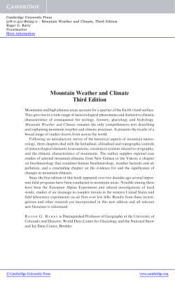 Mountain Weather and Climate Third Edition