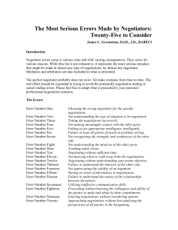 February 2013: The Most Serious Errors Made by Negotiators