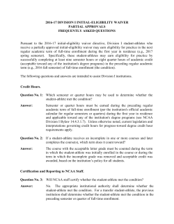 Division I Partial Approval FAQ