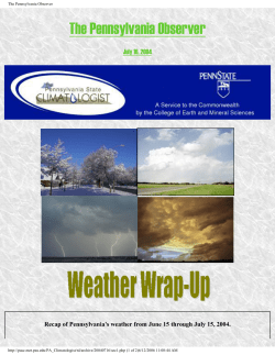 The Pennsylvania Observer - Pennsylvania State Climatologist