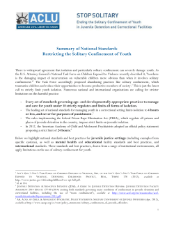 Summary of National Standards Restricting the Solitary