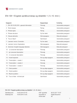 EN-138 1 Engelsk spr&aring;kkunnskap og didaktikk 1 ( 5.