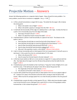 Projectile Motion &ndash; Answers