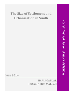 The Size of Settlement and Urbanisation in Sindh