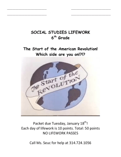 SOCIAL STUDIES LIFEWORK 6th Grade The Start of the American