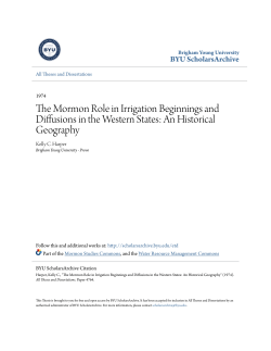 The Mormon Role in Irrigation Beginnings and Diffusions in the