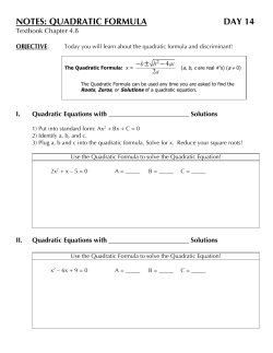 14 Quadratic Formula