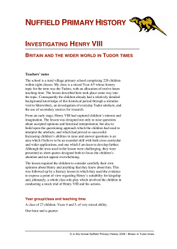 Henry VIII: Teachers Notes