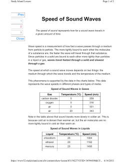 Speed of Sound Waves Reading SI