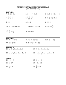review for fall semester algebra 1