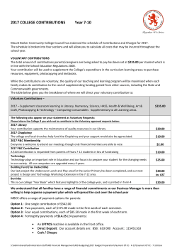 2017 COLLEGE CONTRIBUTIONS Year 7-10