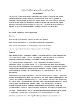 National Disability Employment Framework Issues Paper CHESS