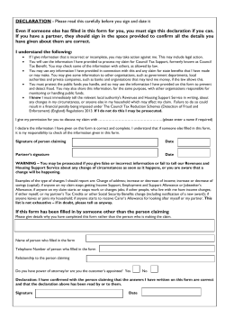DECLARATION - Please read this carefully before you sign and date